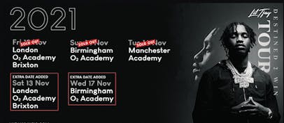 Lil Tjay adds two new dates